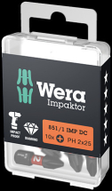 Wera 851/1 Impaktor PH2x25mm Impact Screwdriver Bits (10 Pack)